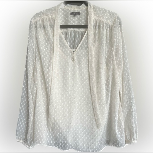 NYDJ Crinkle Clip Tie Blouse with Detachable Tank- EUC 👚🛍️🌟 - Picture 6 of 11